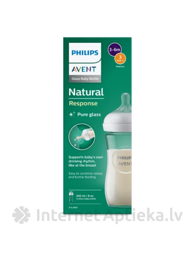 Philips Avent Natural Response klaasist lutipudel 240 ml,, 1m+ | internetaptieka.lv