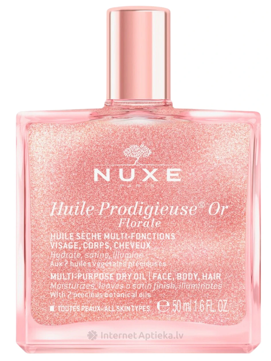 NUXE sausā eļļa florale mirdzumam sejai un ķermenim, 50 ml | internetaptieka.lv