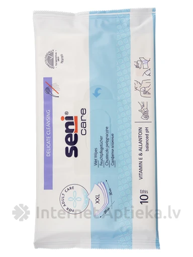 Seni Care niisked salvrätikud E-vitamiini ja allantoiiniga XXL, 10 tk. | internetaptieka.lv