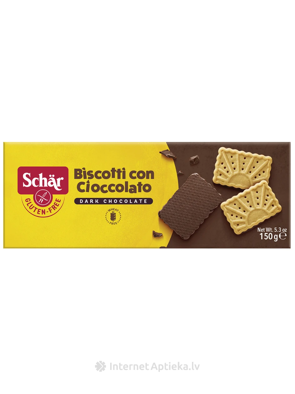 Schär Biscotti безглютеновое бисквитное печенье с шоколадом, 150 г | internetaptieka.lv