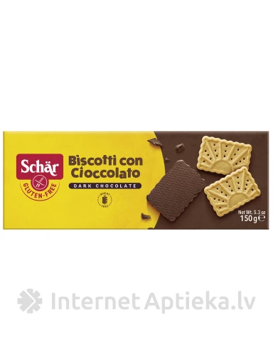 Schär Biscotti bezglutēna biskvīta cepumi ar šokolādi, 150 g | internetaptieka.lv