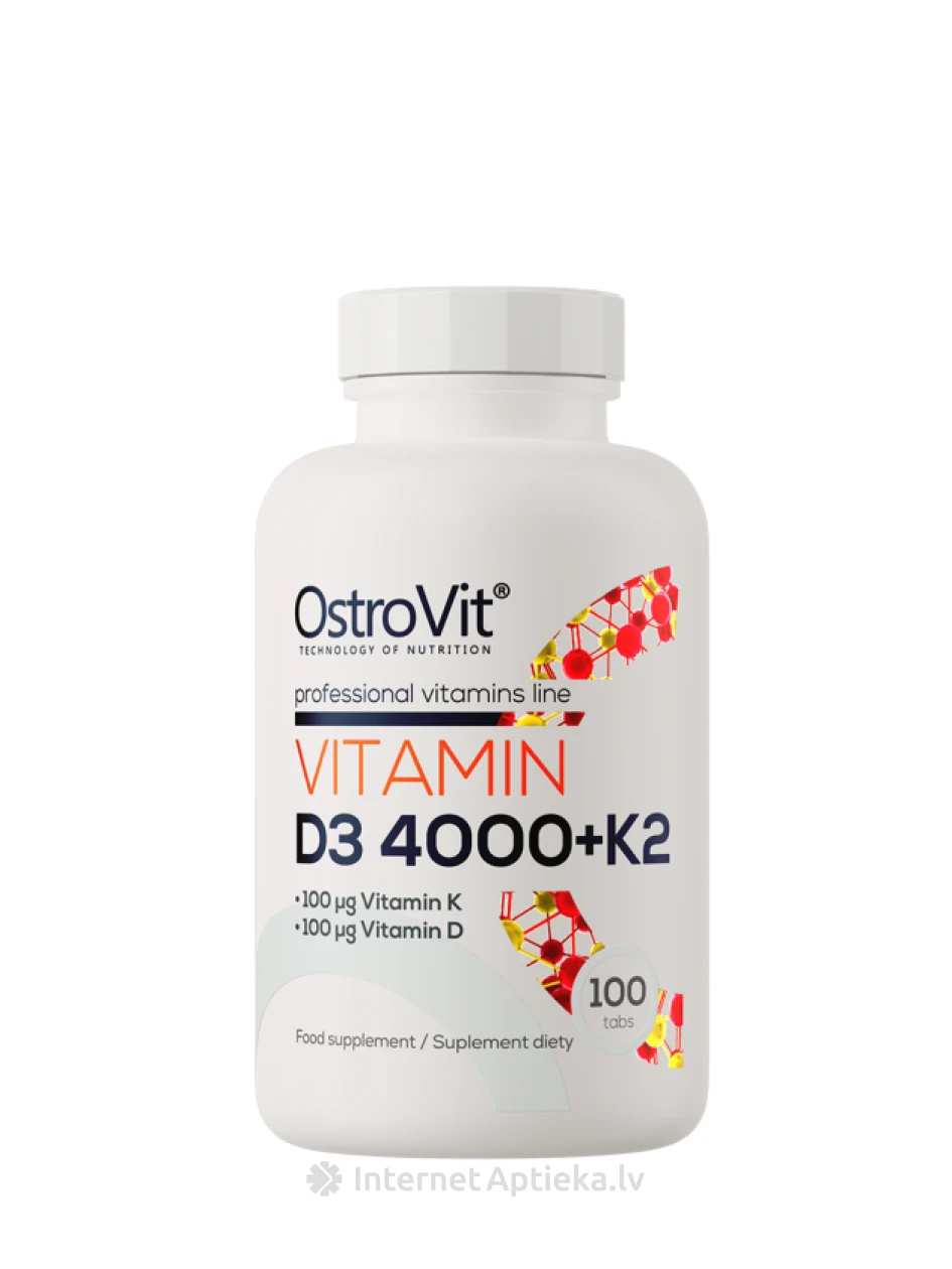 OstroVit Vitamin D3 4000 + K2 tabletes, 100 gb. | internetaptieka.lv
