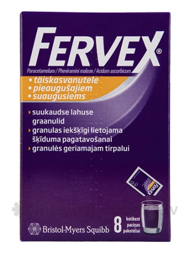 Fervex ar cukuru pieaugušajiem, 8 paciņas | internetaptieka.lv