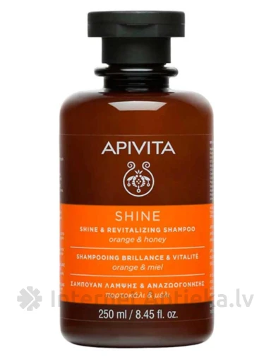 APIVITA SHINE Šampūnas plaukų blizgesiui ir atstatymui su apelsinu ir medumi, 250 ml | internetaptieka.lv
