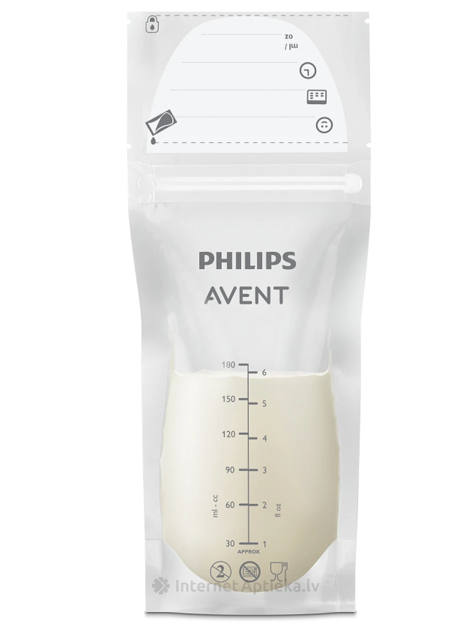 Philips Avent мешочки для хранения молока 180 мл, 25 шт. | internetaptieka.lv