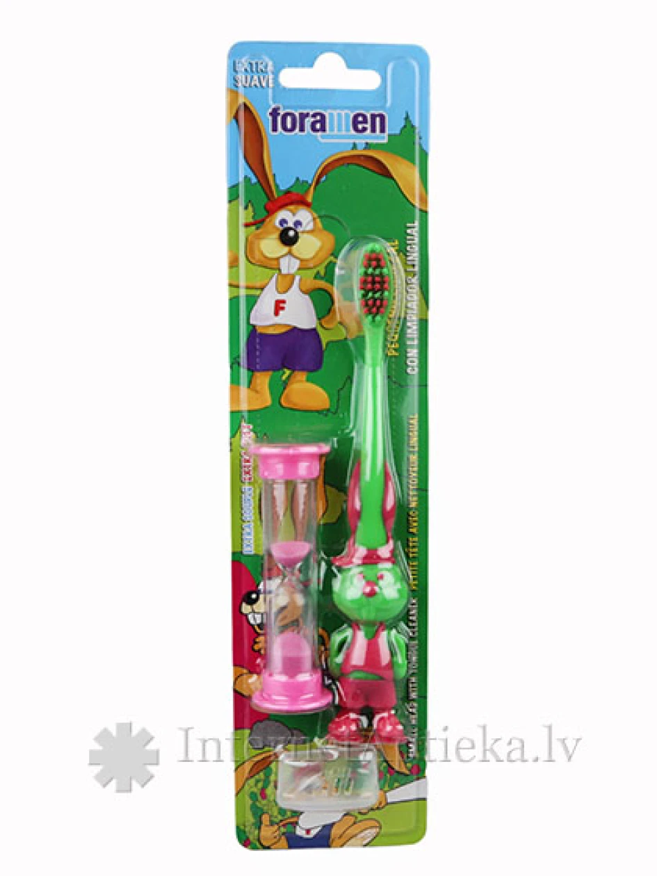 Зубная щетка Foramen для детей Extra Suave + песочные часы, 1 шт. | internetaptieka.lv