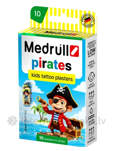 Medrull Kids Pirates пластырь, 10 шт | internetaptieka.lv