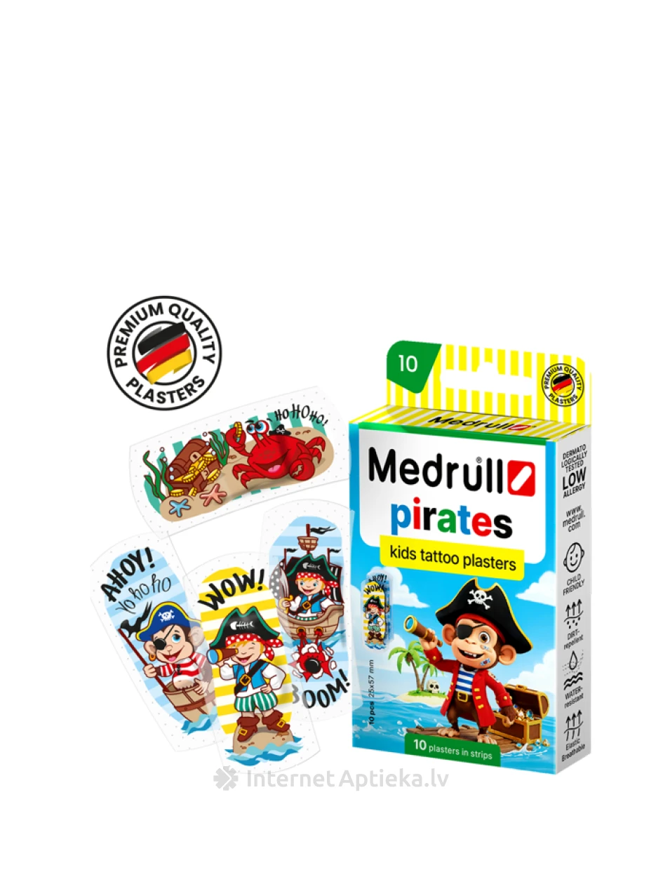 Medrull Kids Pirates пластырь, 10 шт | internetaptieka.lv