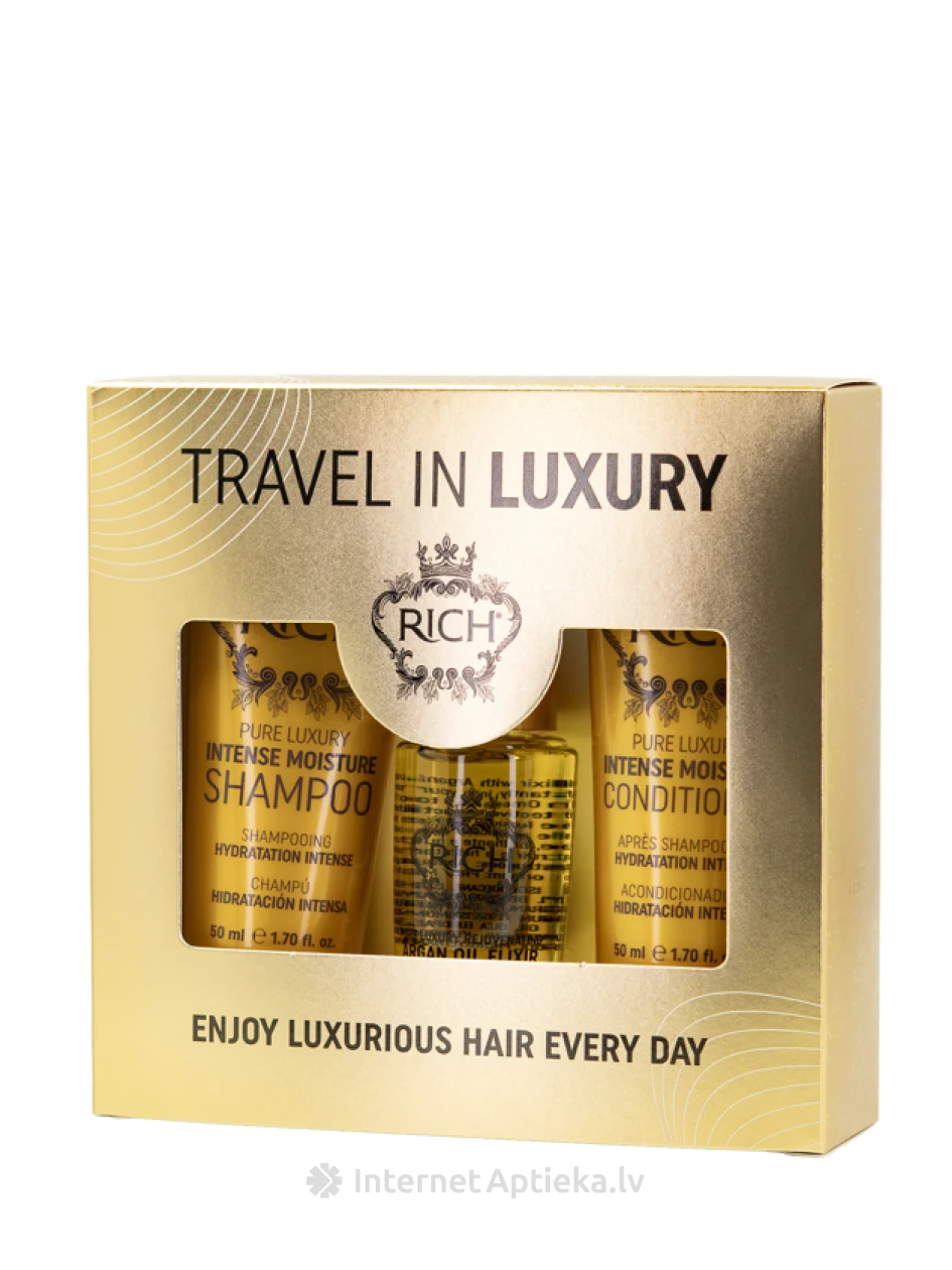 RICH Pure Luxury intensyviai drėkinamasis plaukų rinkinys, (50 ml + 50 ml + 30 ml) | internetaptieka.lv