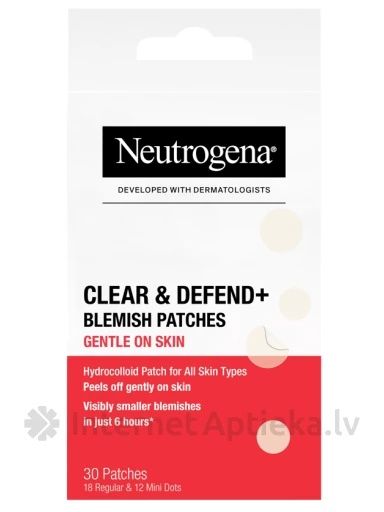 NEUTROGENA Clear&Defend+ vistruuplasteid aknele Sensitive, 30 tk | internetaptieka.lv