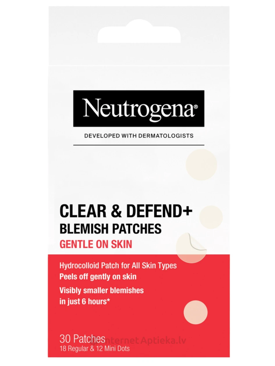 NEUTROGENA Clear&Defend+ vistruuplasteid aknele Sensitive, 30 tk | internetaptieka.lv