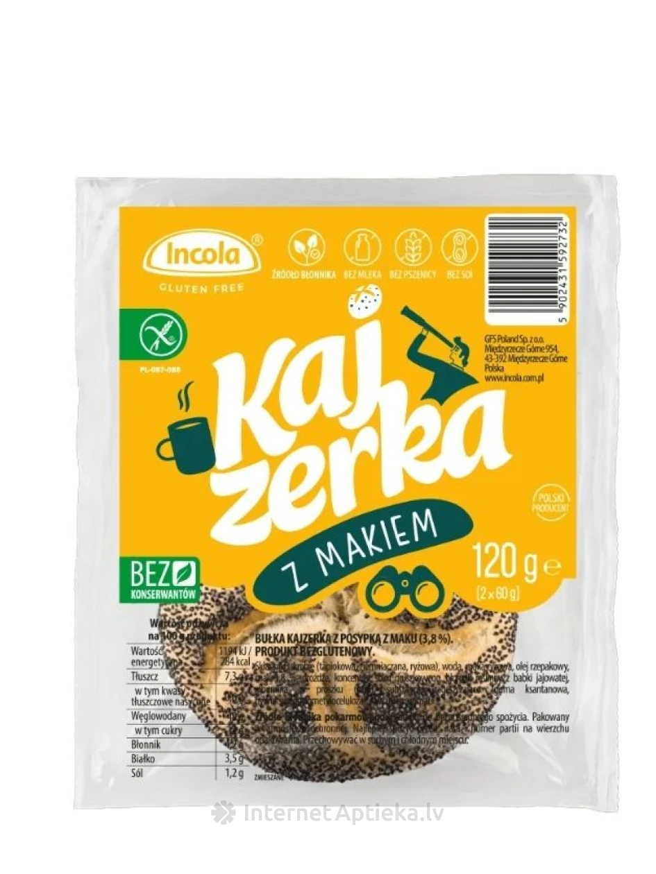 Incola gluteenivaba Kaiser kukkel mooniseemnetega, 2x60 g | internetaptieka.lv