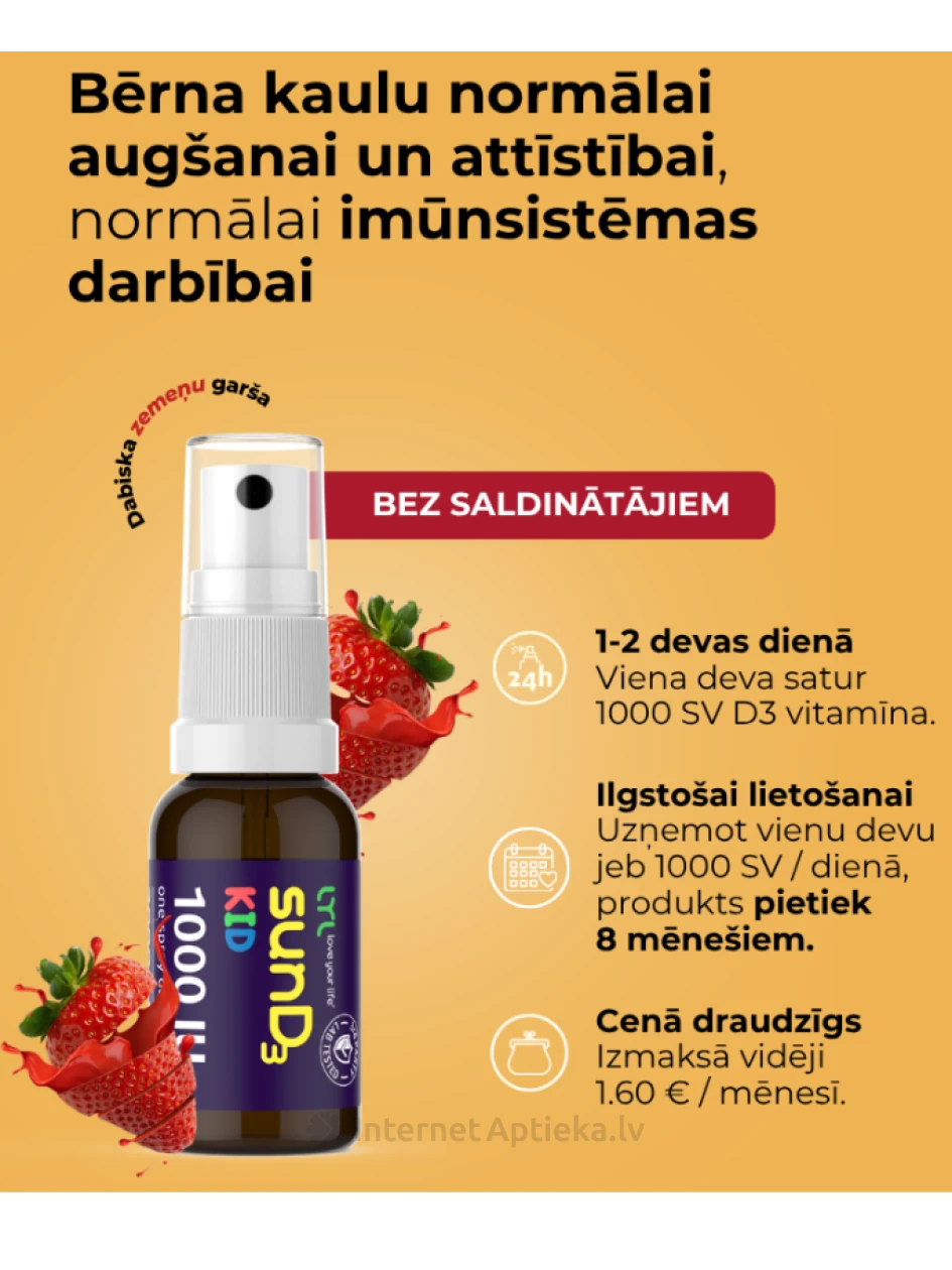 LYL sunD3 KID 1000 SV (250 devas), sprejs, 25 ml | internetaptieka.lv