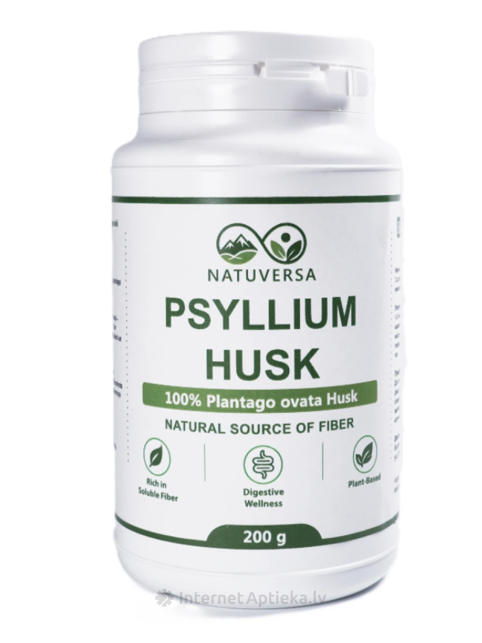 NATUVERSA PSYLLIUM HUSK Indijas ceļtekas sēklapvalki, 200 g | internetaptieka.lv