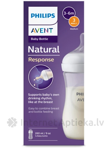 Philips Avent Pretkoliku pudelīte ar individuālo dzeršanas ritmu 3-6 m, 260 ml | internetaptieka.lv