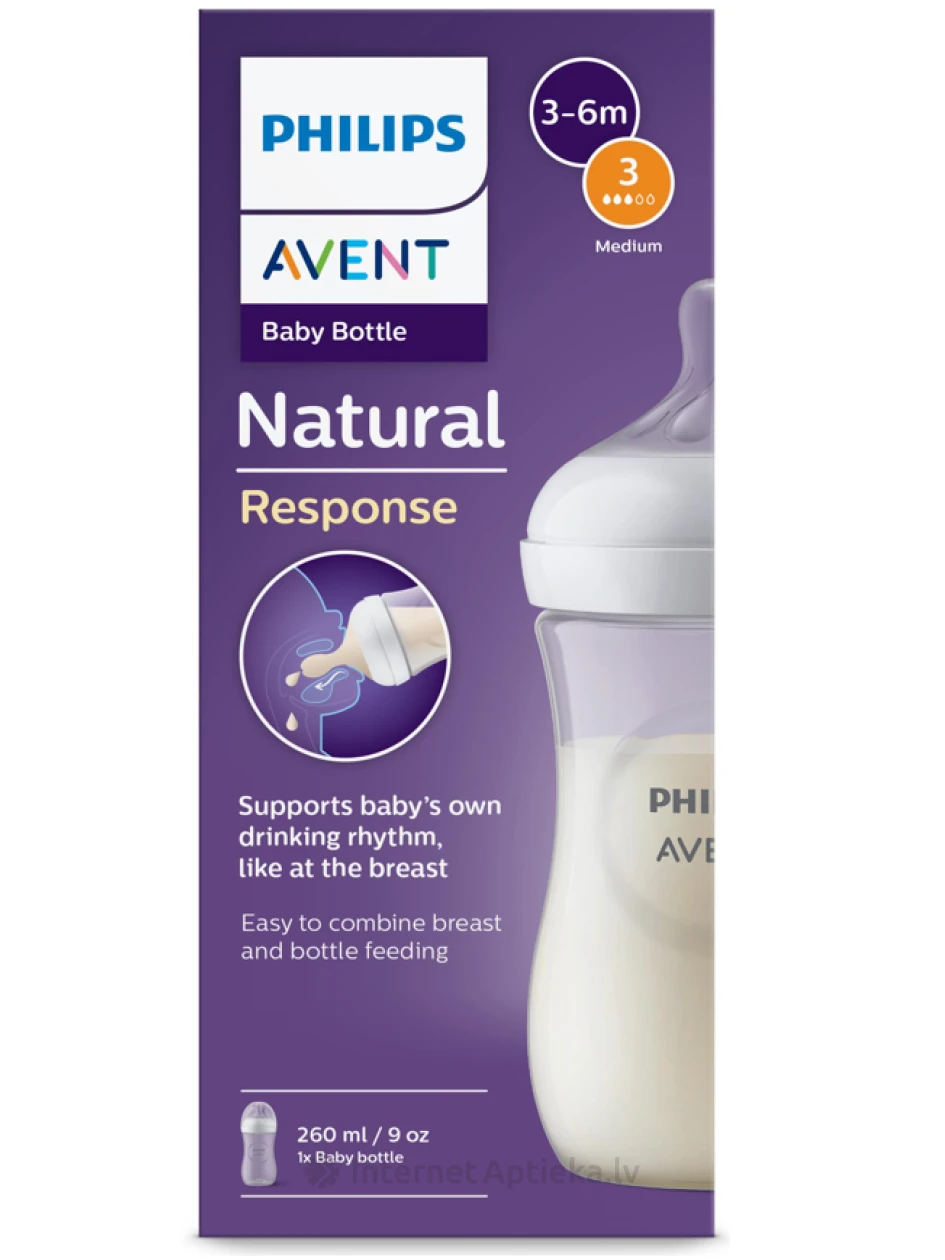 Philips Avent buteliukas nuo dieglių su individualiu gėrimo ritmu 3-6 m, 260 ml | internetaptieka.lv