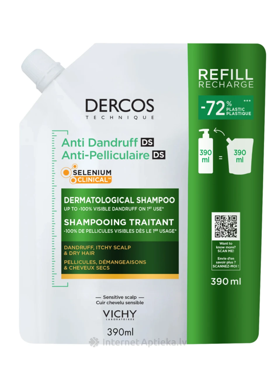 Vichy Dercos DS pretblaugznu šampūns sausiem matiem, 390 ml | internetaptieka.lv