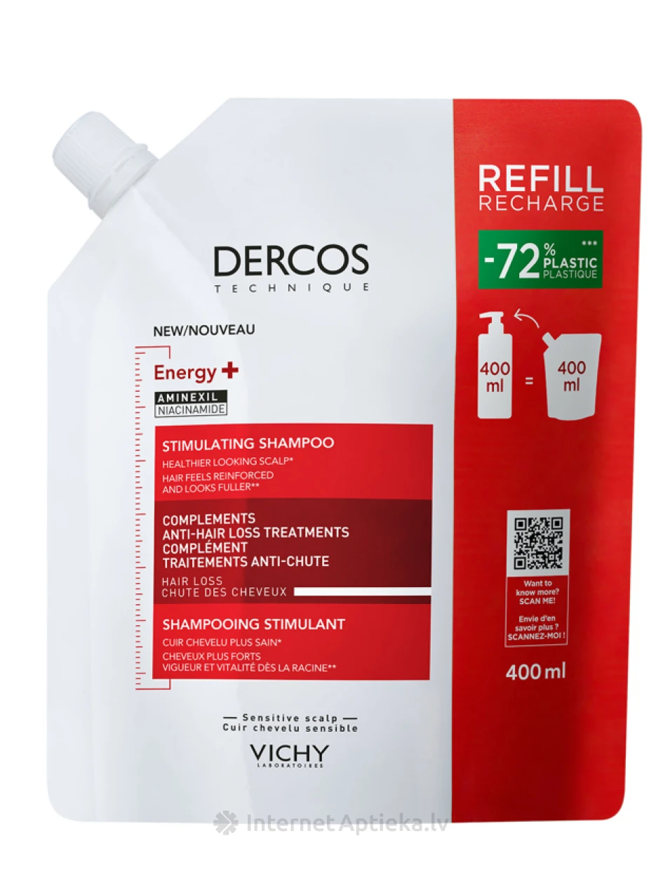 Vichy Dercos Energy+ stiprinamasis šampūnas, 400 ml | internetaptieka.lv