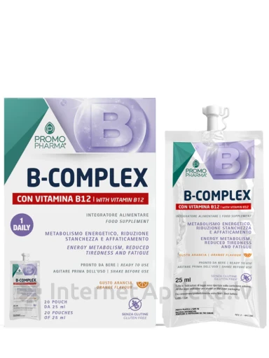 PROMOPHARMA B-COMPLEX ar vitamīnu B12 paciņas, 20*25 ml | internetaptieka.lv