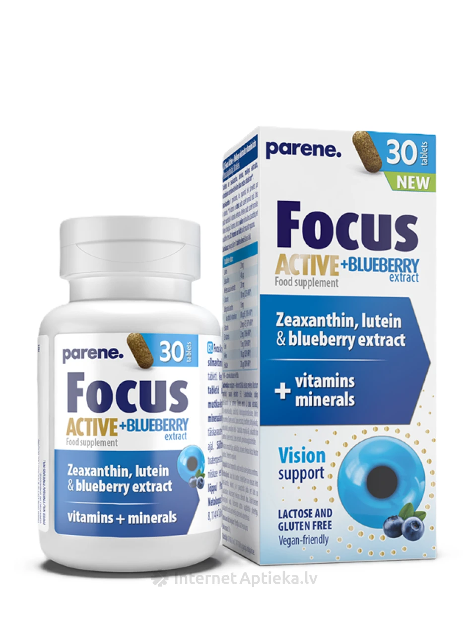 Parene Focus ACTIVE + BLUEBERRY extract tabletes, 30 gb. | internetaptieka.lv