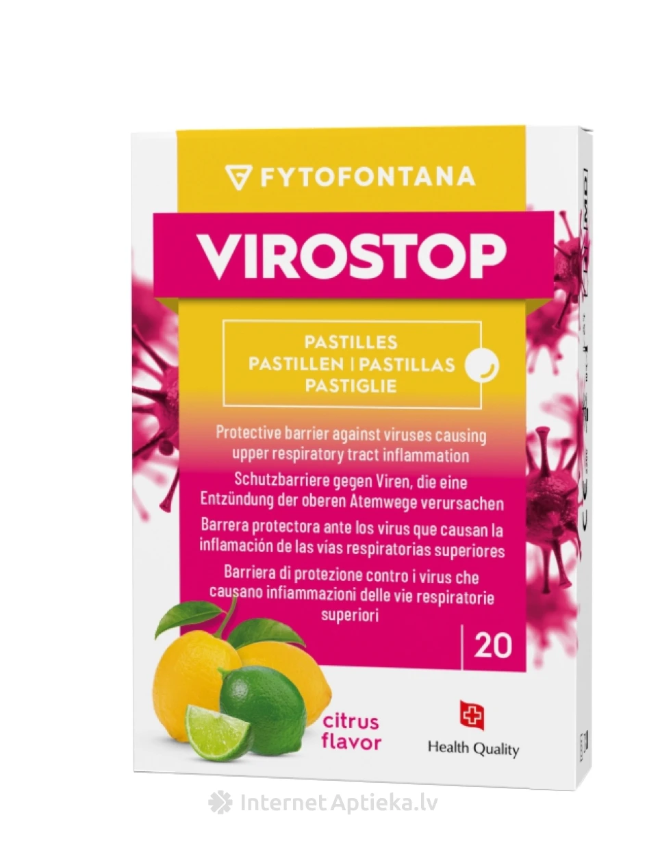 Fytofontana VIROSTOP пастилки с цитрусовым вкусом, 20 шт. | internetaptieka.lv