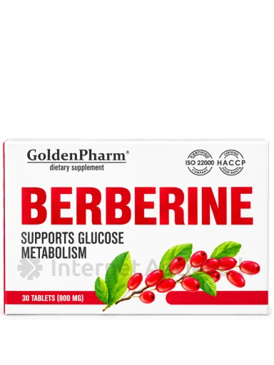 GoldenPharm BERBERINE tabletės, 30 vnt | internetaptieka.lv