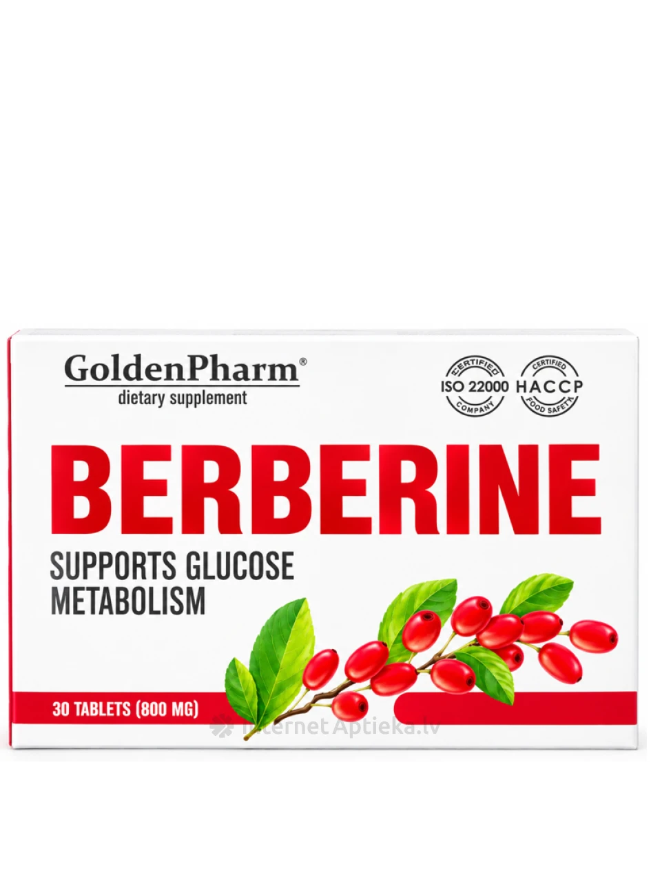 GoldenPharm BERBERINE tabletės, 30 vnt | internetaptieka.lv