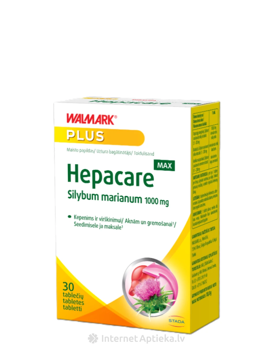 Walmark Hepacare MAX Silybum marianum 1000 mg tabletės, 30 vnt | internetaptieka.lv