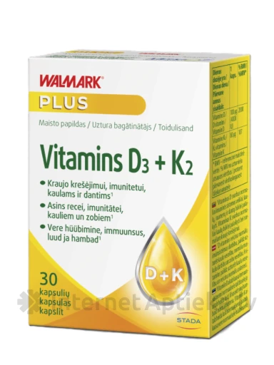 Walmark Витамин D3 + K2 4000 СВ/80 мкг капсулы, 30 шт. | internetaptieka.lv
