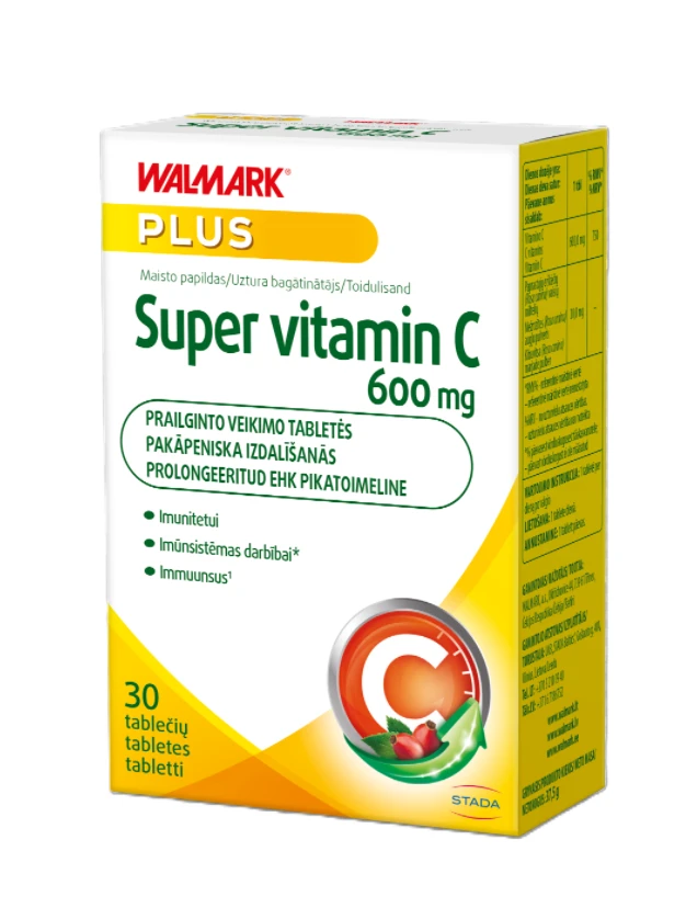 Walmark Super C 600 mg tabletes, 30 gab.