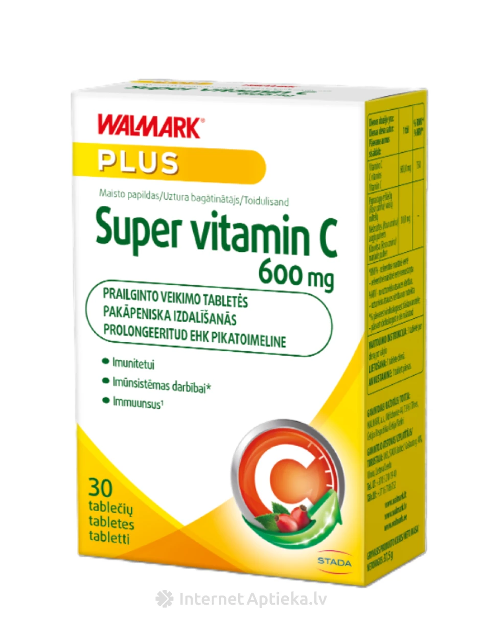 Walmark Super C 600 mg tabletės, 30 vnt | internetaptieka.lv