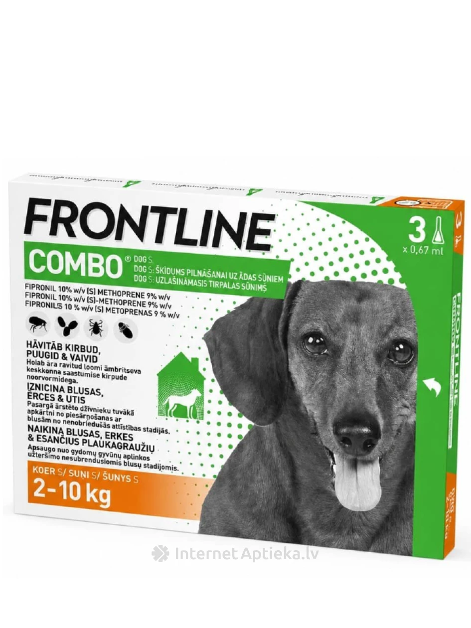 Frontline Combo Spot-on dog S suņiem (2-10kg), 3 gb. | internetaptieka.lv
