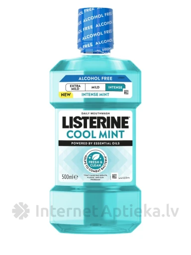 LISTERINE burnos skalavimo skystis COOLMINT INTENSE be alkoholio, 500 ml | internetaptieka.lv