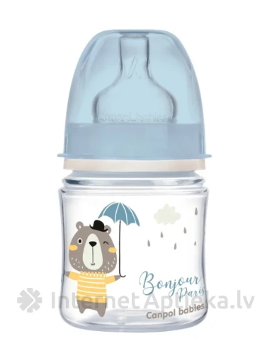 Canpol babies Plati kaklo maitinimo buteliukas Anti-colic Easy Start BONJOUR PARIS 35/231_blu, 120 ml | internetaptieka.lv
