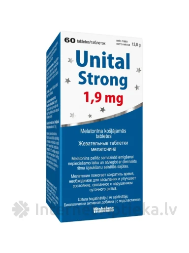 Unital Melatonīns Strong 1.9 mg, 60 tabletes | internetaptieka.lv