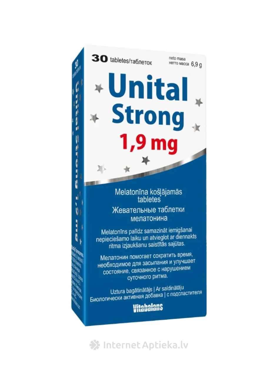 Unital Melatonīns Strong 1.9 mg, 30 tabletes | internetaptieka.lv
