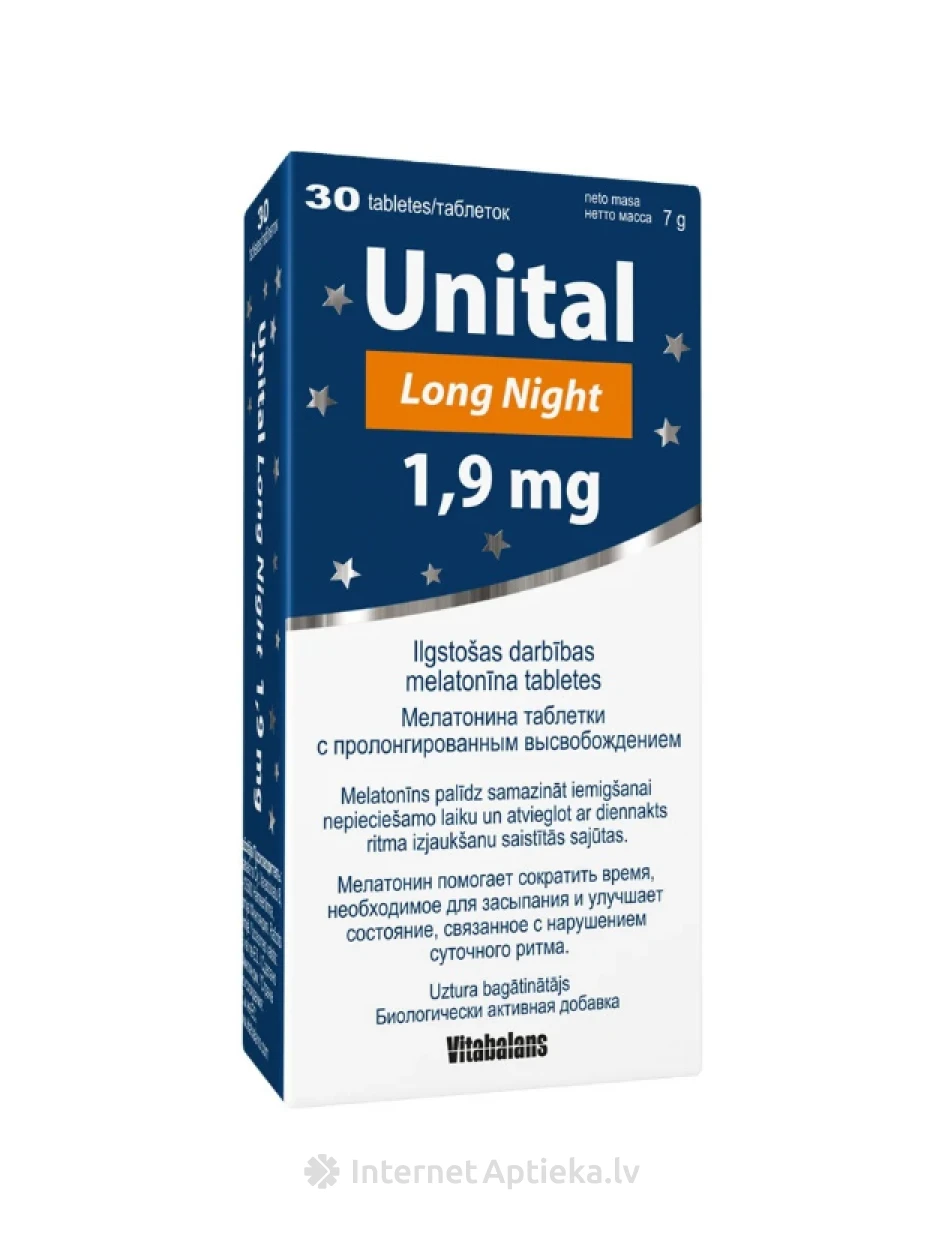 Unital Melatoninas Ilga naktis 1,9 mg, 30 tablečių | internetaptieka.lv