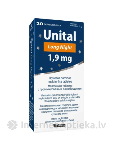 Unital Melatoninas Ilga naktis 1,9 mg, 30 tablečių | internetaptieka.lv