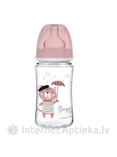 Canpol babies Anti-colic maitinimo buteliukas rožinis 3+ mėnesiai, 240 ml | internetaptieka.lv