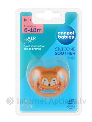 CANPOL babies silikoninis čiulptukas oranžinis, 6-18 mėnesių | internetaptieka.lv