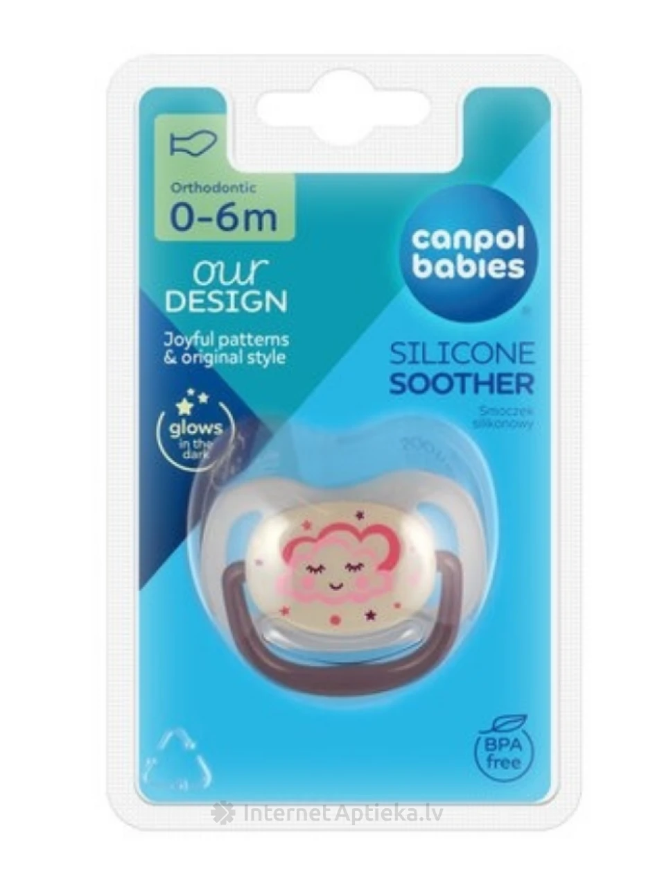 CANPOL babies silikono ortodontinis čiulptukas, rožinis, 0-6 mėnesiai | internetaptieka.lv
