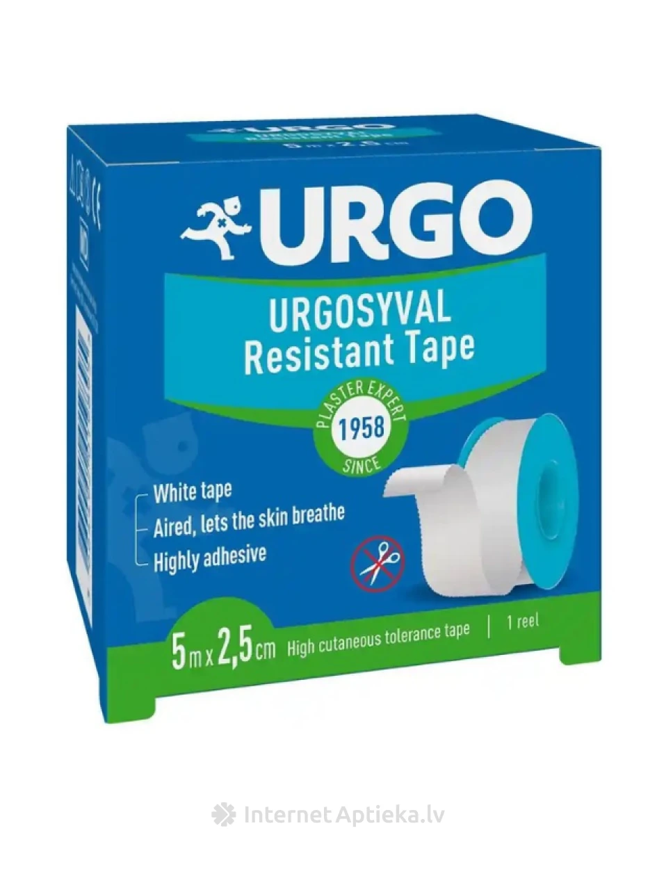 Urgo Syval baltas audinio lopas 5 m x 2,5 cm, 1 vnt. | internetaptieka.lv