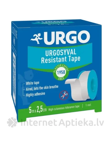 Urgo Syval белый тканевый пластырь 5 м х 2.5 см, 1 шт. | internetaptieka.lv