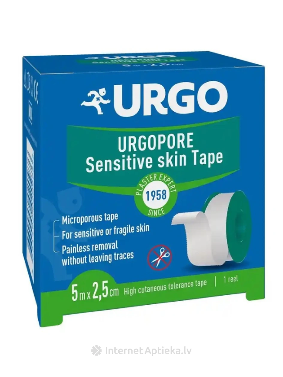 Urgopore gipso ritinėlis, neaustinis, elastingas, baltas, 5 m x 2,5 cm | internetaptieka.lv