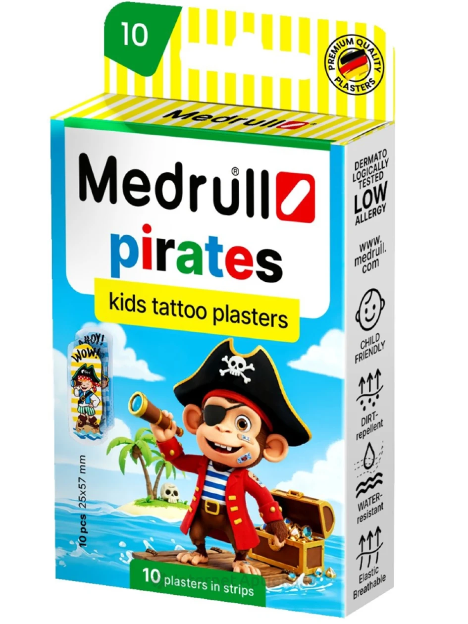 Medrull Kids Pirates пластыри 25X57mm, 10 шт | internetaptieka.lv