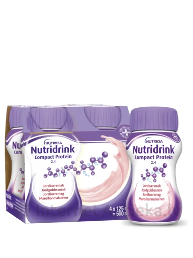 Nutricia Nutridrink Protein ar zemeņu garšu, 4 x 125 ml | internetaptieka.lv