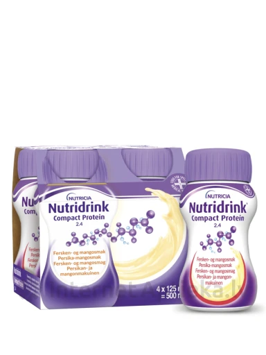 Nutricia Nutridrink Protein ar persiku un mango garšu, 4 x 125 ml | internetaptieka.lv