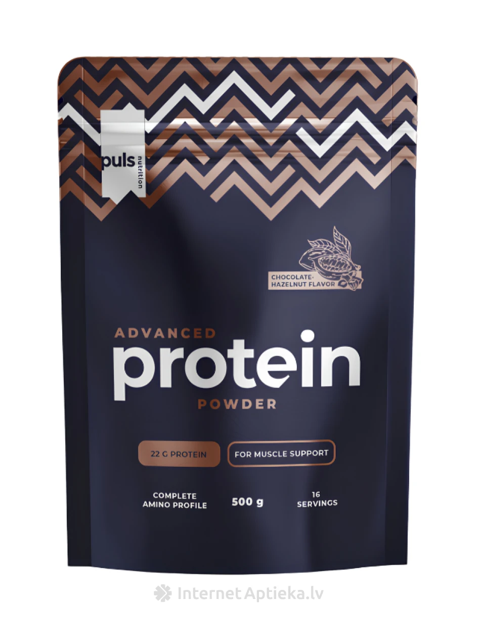 Puls Nutrition Advanced Веганский протеиновый порошок с шоколадом и фундуком, 500 г | internetaptieka.lv