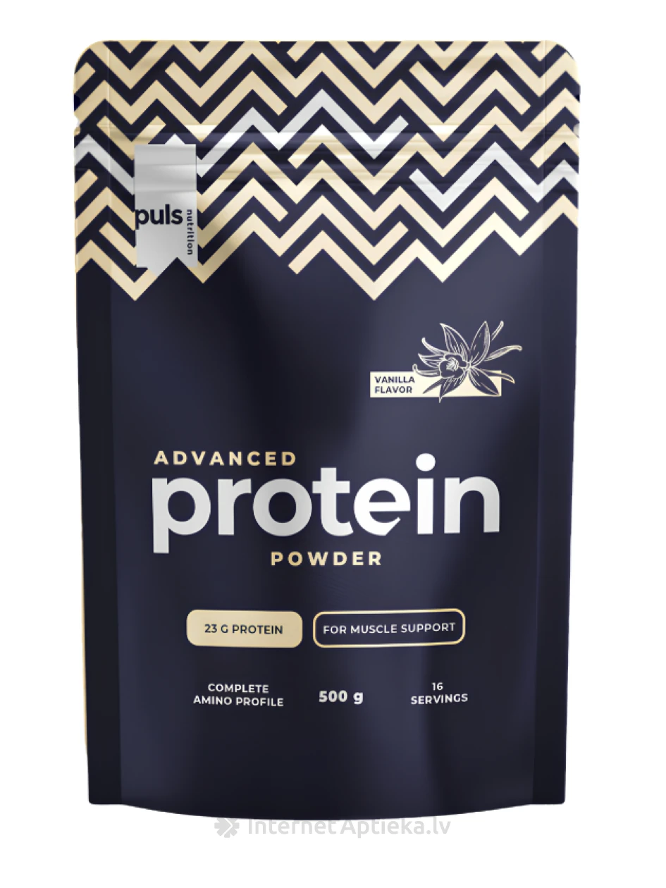 Puls Nutrition Advanced Ванильный веганский протеиновый порошок, 500 г | internetaptieka.lv
