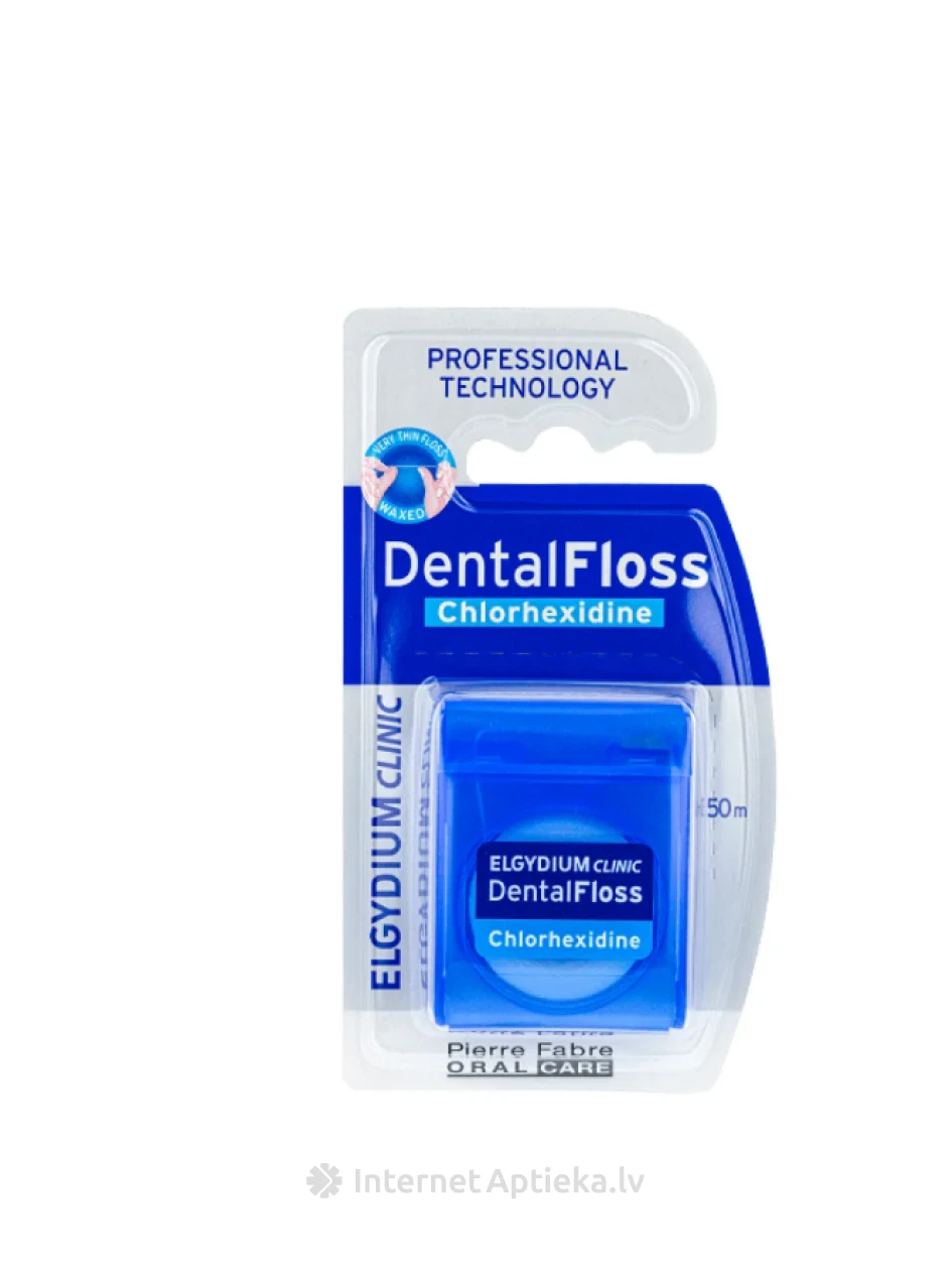 ELGYDIUM CLINIC DENTAL FLOSS CHLORHEXIDINE Zobu diegs | internetaptieka.lv